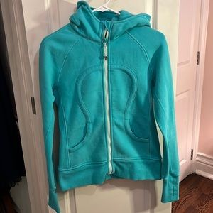 Lululemon turquoise fleece scuba full zip hoodie